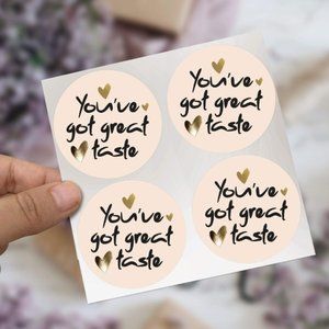 100 YOU'VE GOT GREAT TASTE Stickers Peach 2"